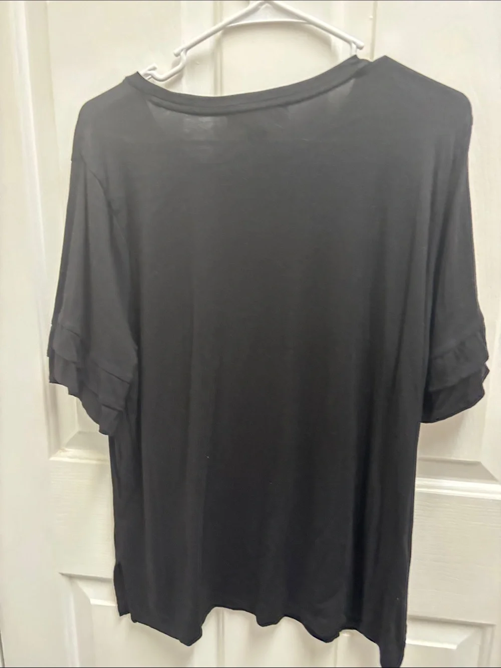 Michael Kors Black Short Ruffle-Sleeve Tee